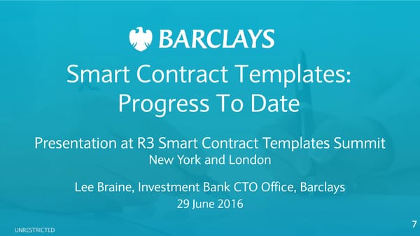 First R3 Smart Contract Templates Summit (All Slides) - Page 7